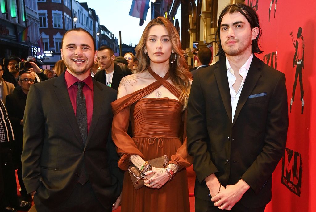 (L to R) Prince Jackson, Paris Jackson and Bigi Jackson aka Blanket Jackson attend the press night performance of "MJ: The Musical" 