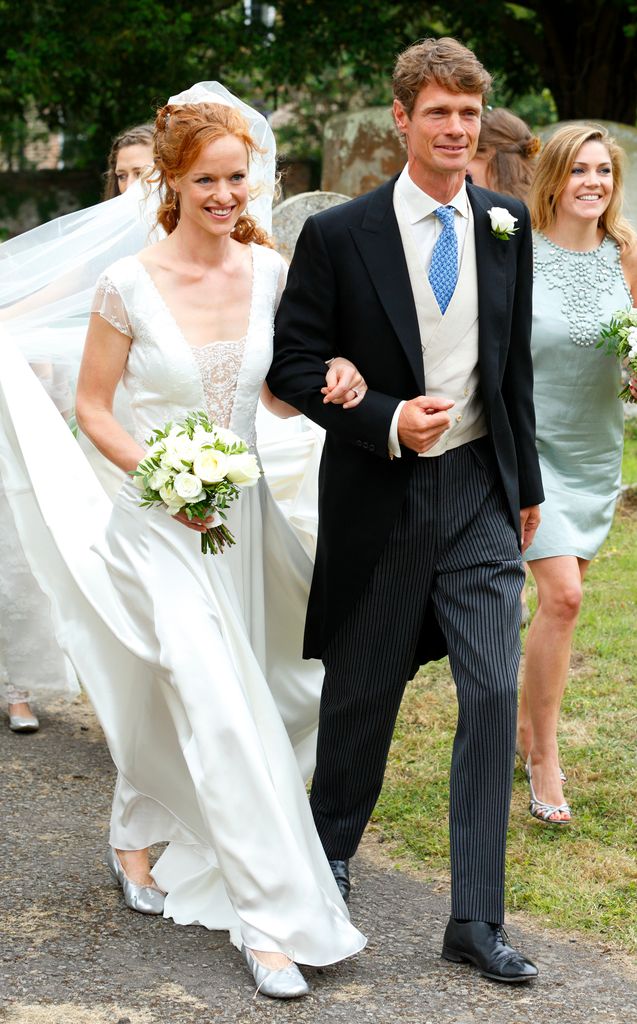 William Fox-Pitt escorts his sister Alicia Fox-Pitt on her wedding day