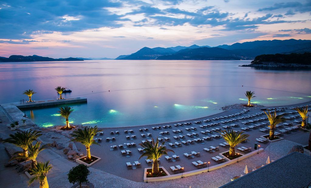 President Hotel Valamar in Dubrovnik, Croatia - beach at sunset