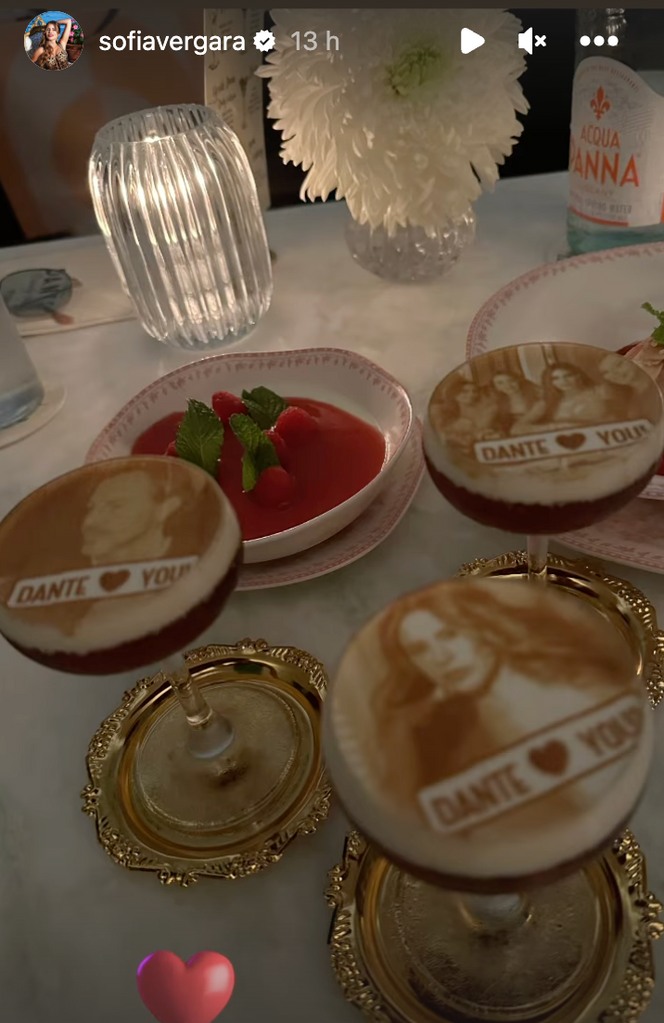 Sofia Vergara was treated to love themed cocktails with personalised photos