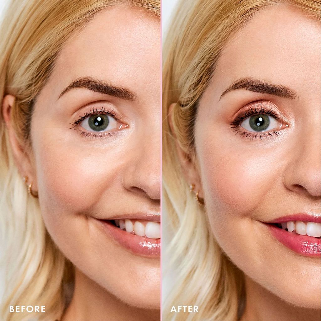 Holly Willoughby before and after using her favourite Beauty Pie products