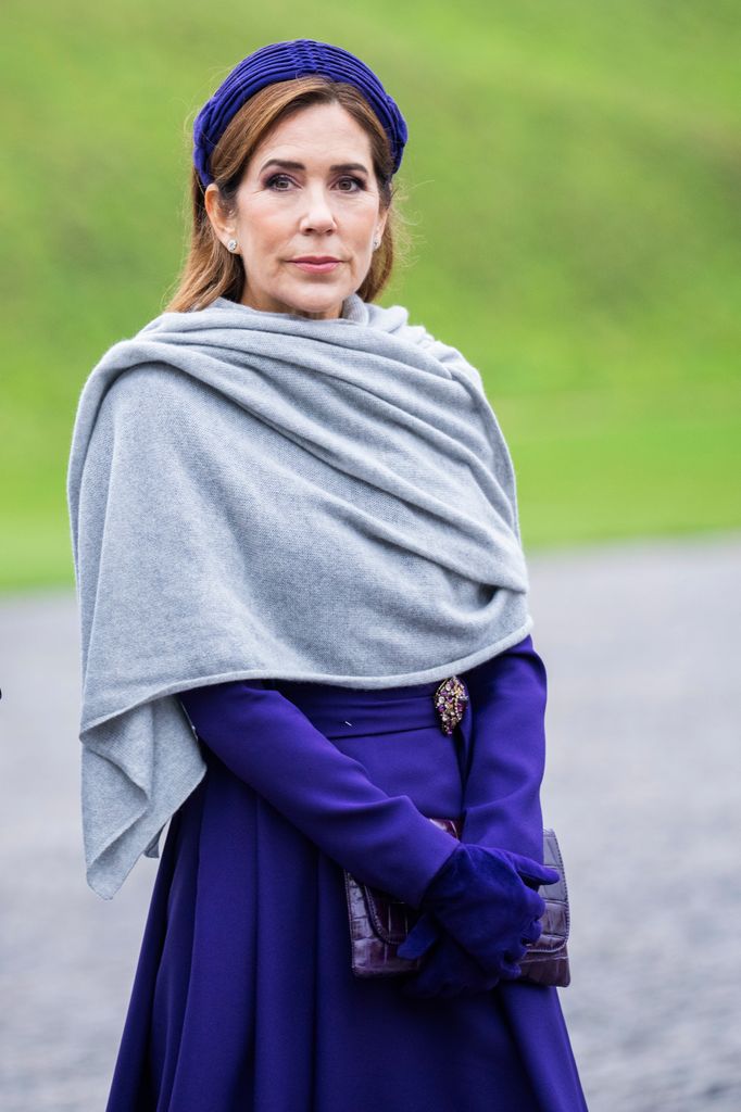 Queen Mary wearing grey shawl