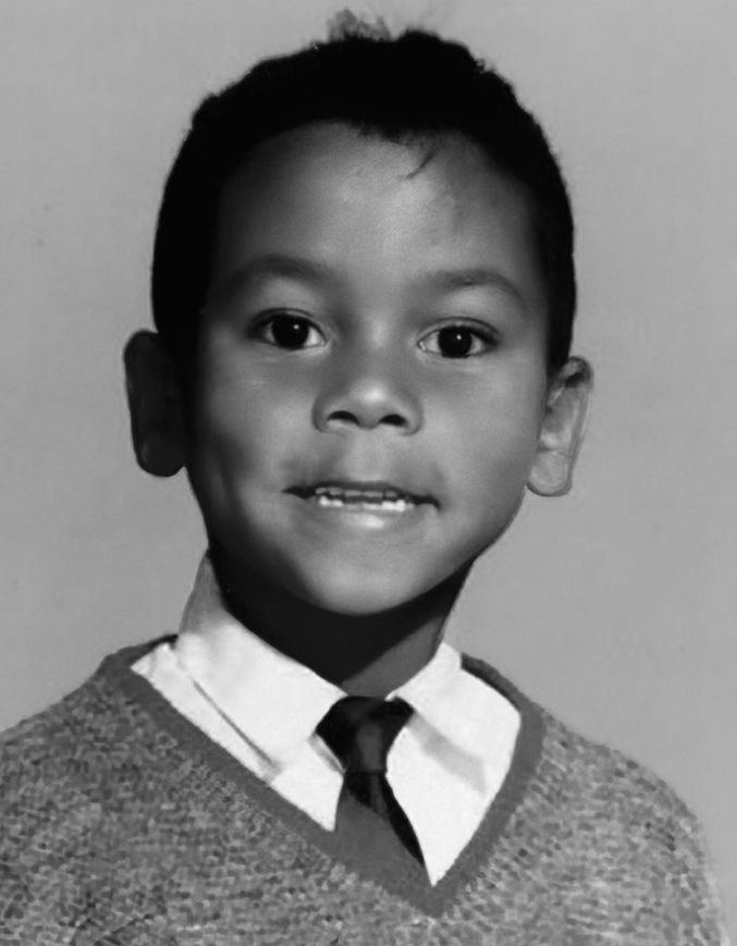 Black-and-white photograph of a young RuPaul