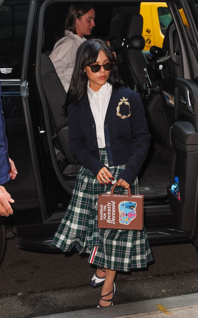 Jenna Ortega is seen arriving at her hotel on August 19, 2024 in New York, New York.