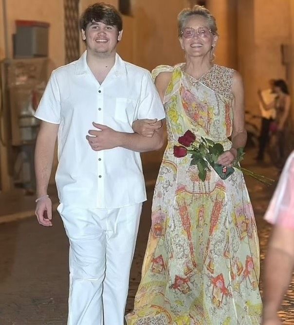 Sharon Stone and her son Laird Stone captured walking on the streets of Rome, shared on Instagram