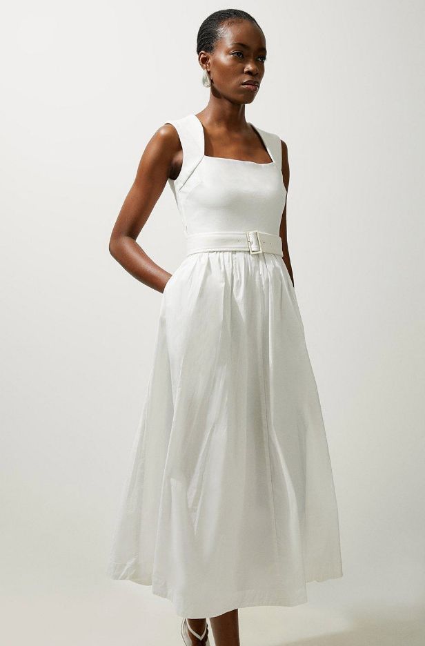 Karen Millen Scoop Neck Jersey Cotton Mix Maxi Dress
