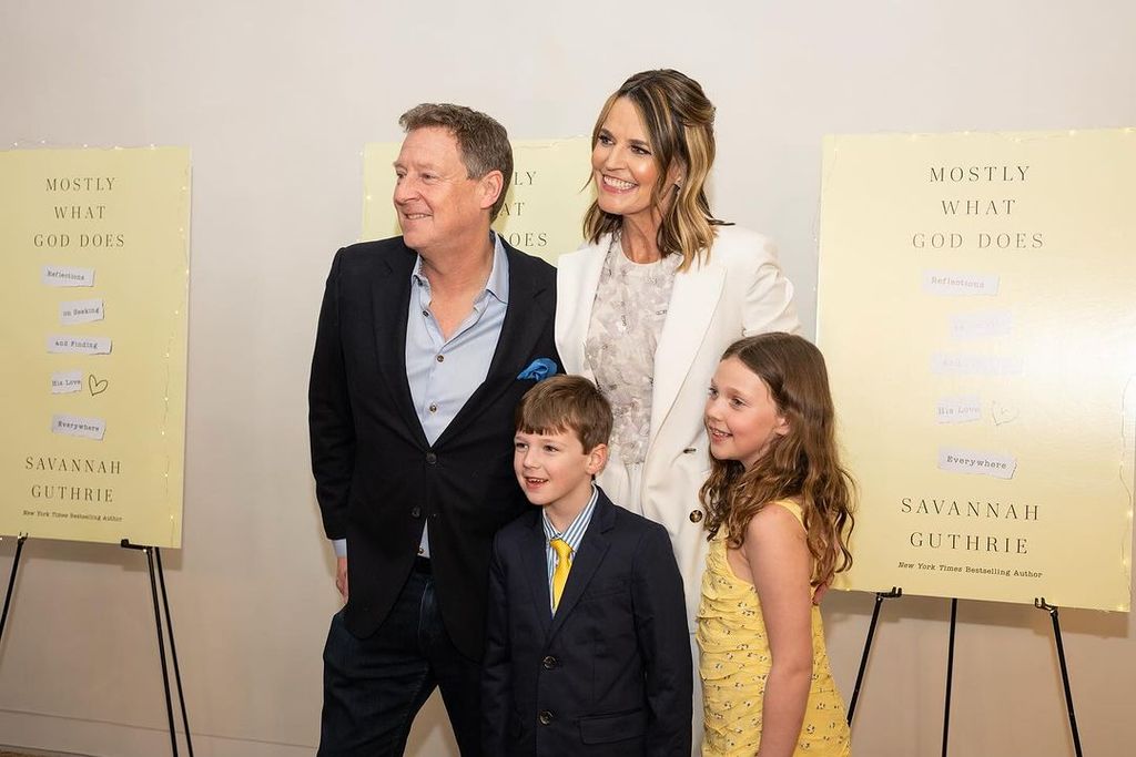 Savannah Guthrie with her husband and children at her book launch in NYC