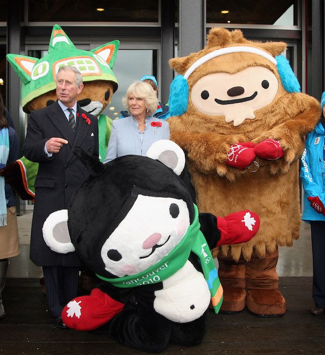 Prince Charles and the Duchess of Cornwall with Vancouver Winter Olympics mascots in 2009