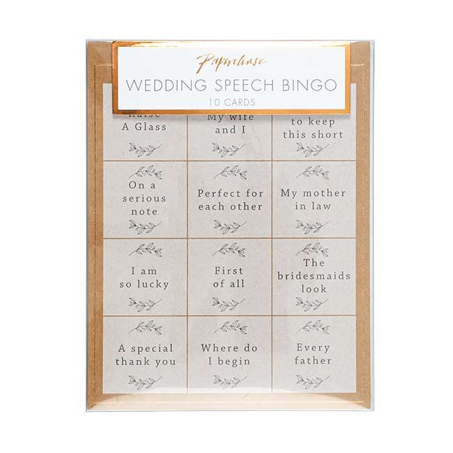 Paperchase wedding speech bingo