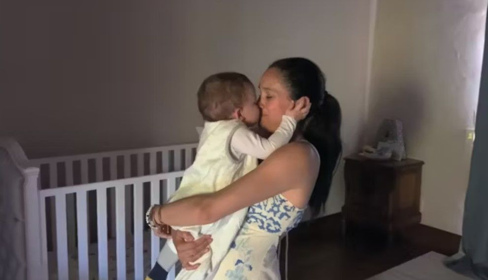 Meghan Markle kissing baby Archie at Frogmore Cottage 