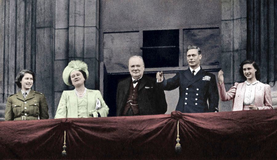 The Royal Family on VE Day, 1945