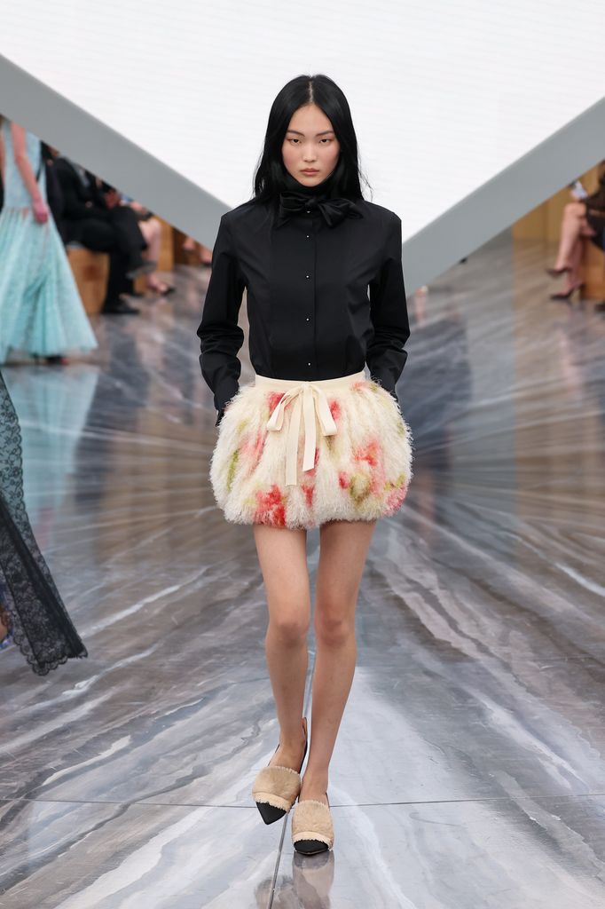 A model walks the runway during the Christian Dior Womenswear Spring/Summer 2026 show as part of Paris Fashion Week on October 01, 2025 in Paris, France. (Photo by Peter White/Getty Images)