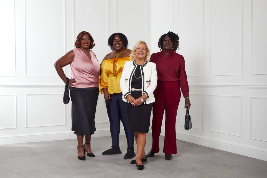 Fionnuala Shannon (second from the right) Executive Director of Dress for Success Greater London alongside women who have benefited from the charity's partnership with SHEIN. 