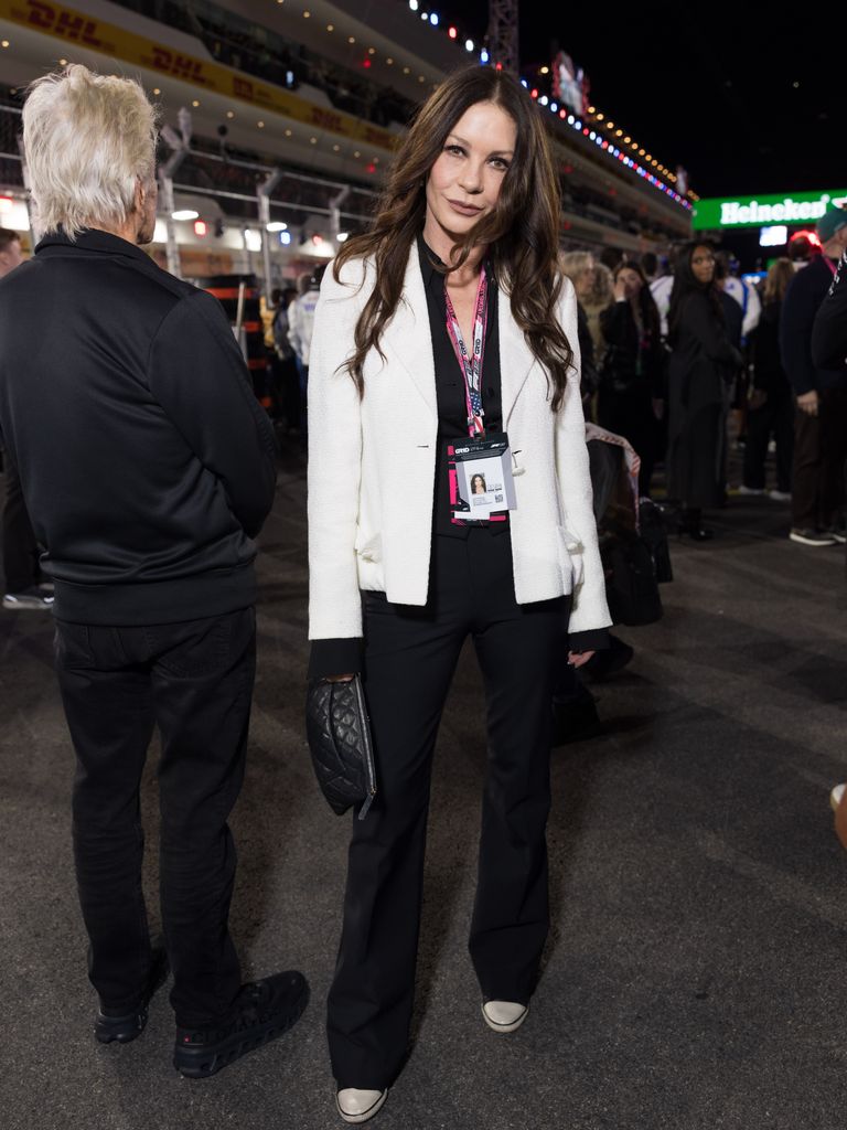 Catherine Zeta-Jones during the F1 Grand Prix of Las Vegas at Las Vegas Strip Circuit on November 22, 2025 in Las Vegas, Nevada. (Photo by Arnold Jerocki/Getty Images)