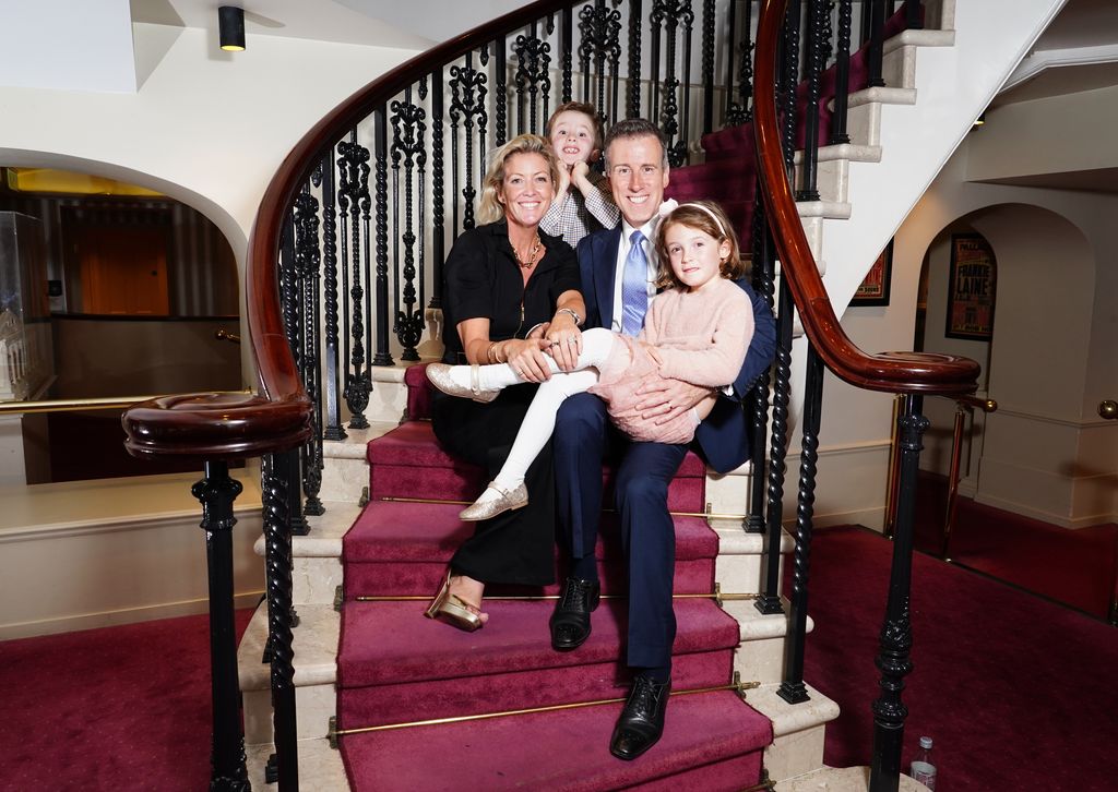 Anton du Beke with his wife Hannah Summers, and their children George and Henrietta, attending the aftershow party following the first night for An Evening with Anton du Beke at the London Palladium