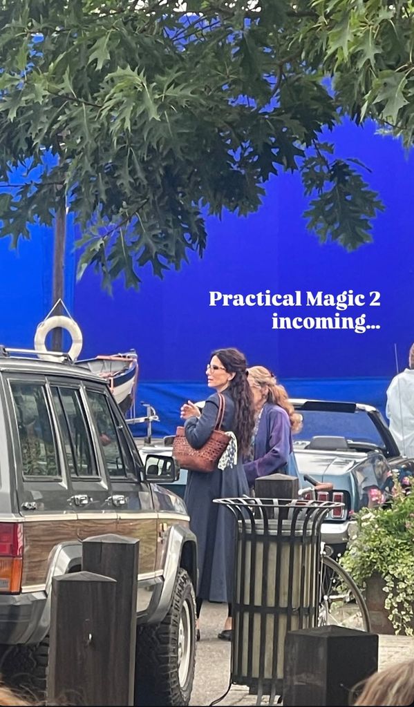 The iconic actress was spotted looking glam as she filmed