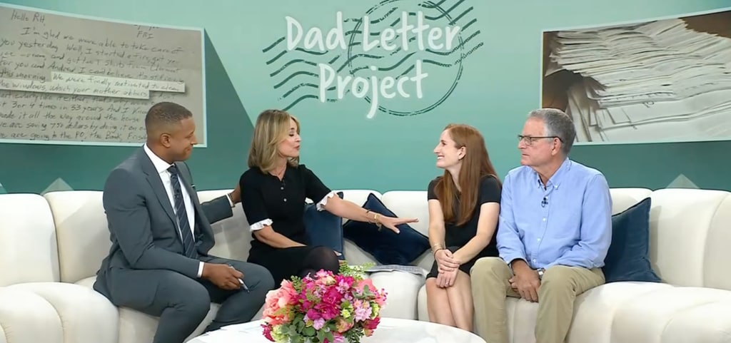 Craig and Savannah sat on TODAY sofa with The Dad Letter Project