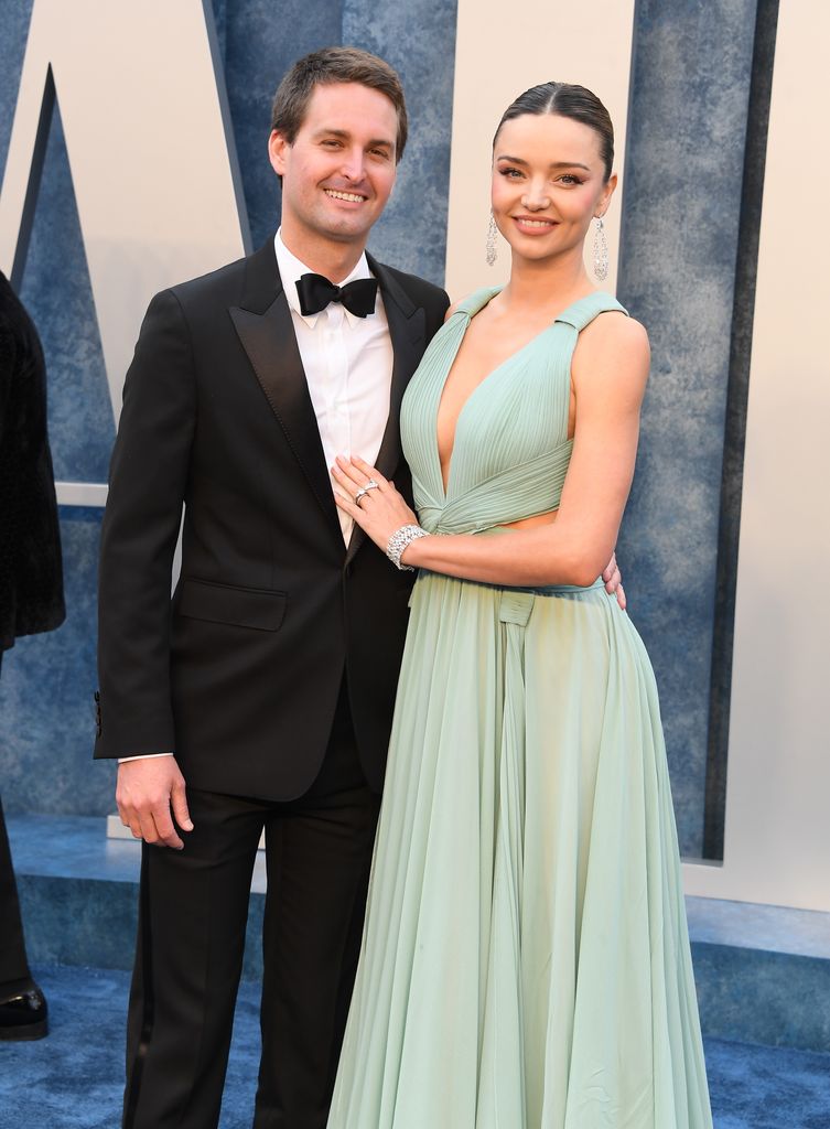 Evan Spiegel, Miranda Kerr arrives at the Vanity Fair Oscar Party Hosted By Radhika Jones at Wallis Annenberg Center for the Performing Arts on March 12, 2023 in Beverly Hills, California.