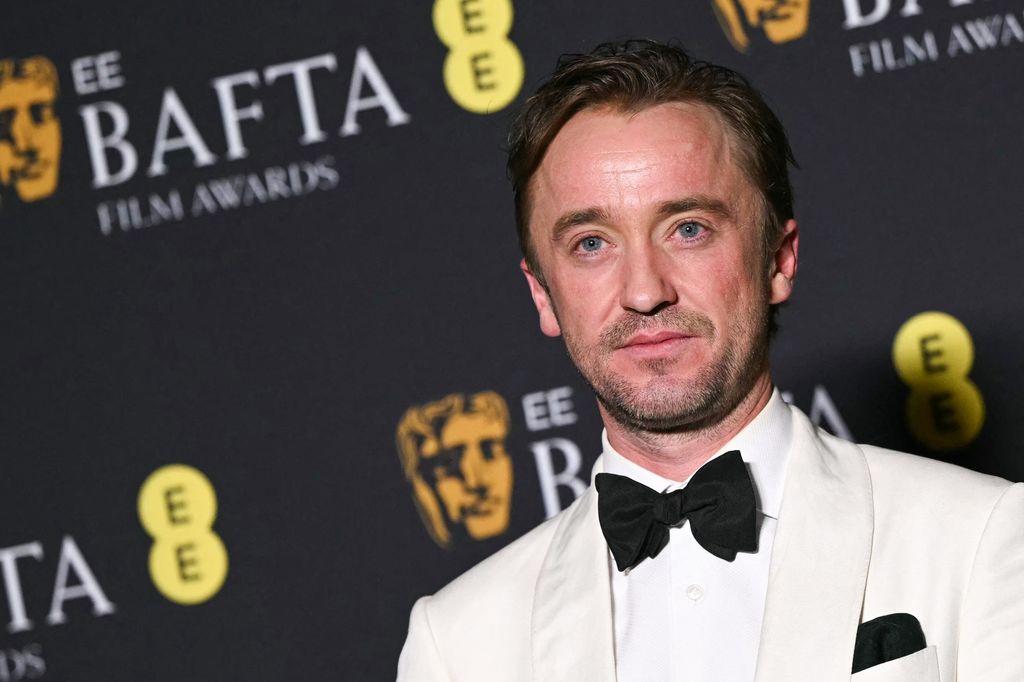 British actor Tom Felton poses in the winners room at the BAFTA British Academy Film Awards at the Royal Festival Hall