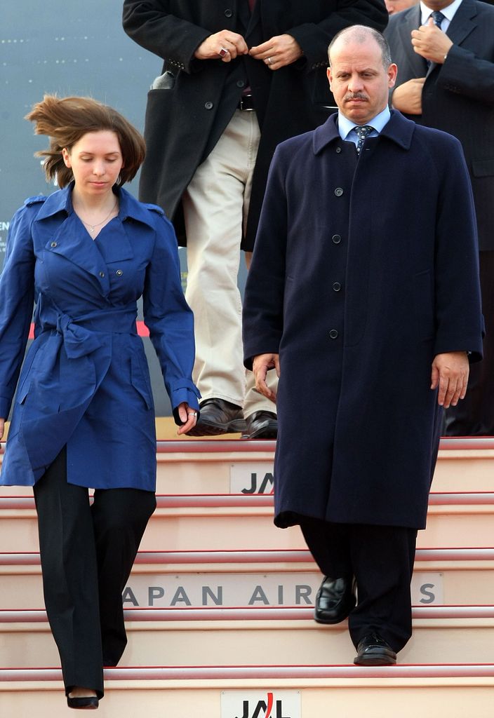 Princess Raiyah and Prince Faisal getting off an aeroplane