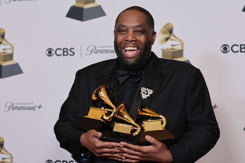 Killer Mike, winner of the "Best Rap Album" award for "Michael", "Best Rap Performance" award for "Scientists & Engineers", and " Best Rap Song" award for "Scientists & Engineers", at the 66th annual Grammy Awards 