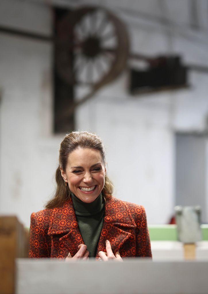 The Princess of Wales during a visit to Melin Tregwynt, a woollen mill on 3 February