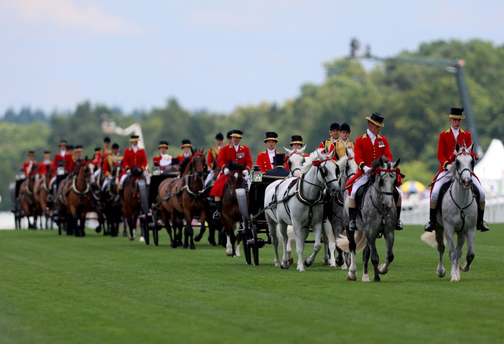 The Royal Procession makes its way down the course during day five of Royal Ascot 2024 at Ascot Racecourse on June 22, 2024 in Ascot, 