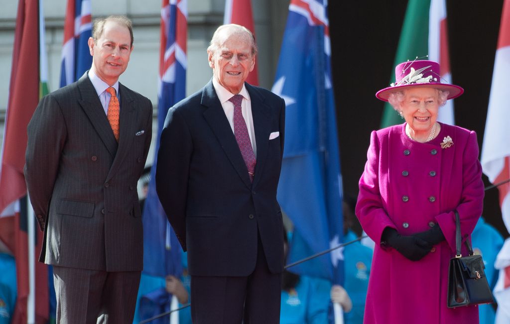 Prince Edward, Prince Philip and the Queen at the Commonwealth Games