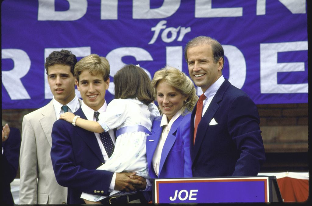 Sen. Joseph R. Biden Jr. standing with his family after announcing his candidacy for the Democratic presidential nomination