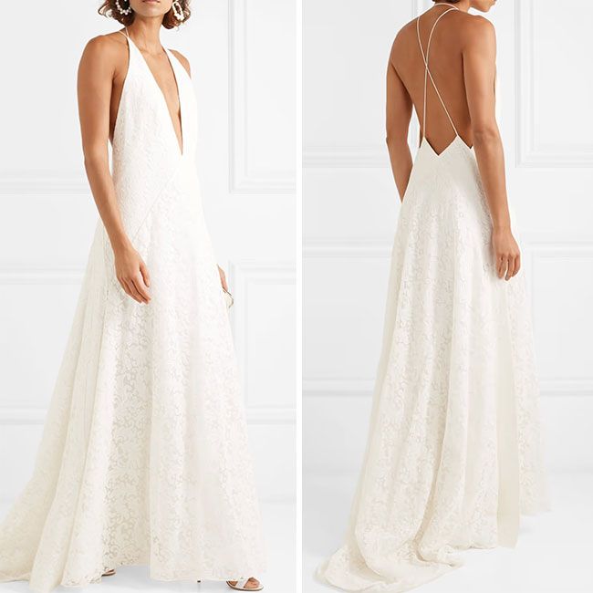 SOMETHING BORROWED - HALTER LACE GOWN – Something Borrowed Designer Rental  Boutique