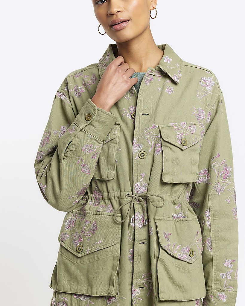 River Island Embroidered Floral Utility Shacket