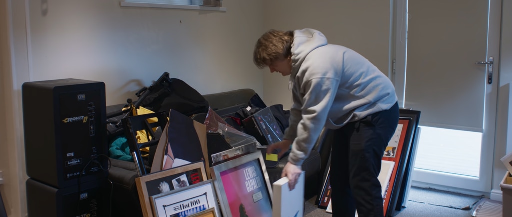 Lewis Capaldi sorts music equipment in his former home