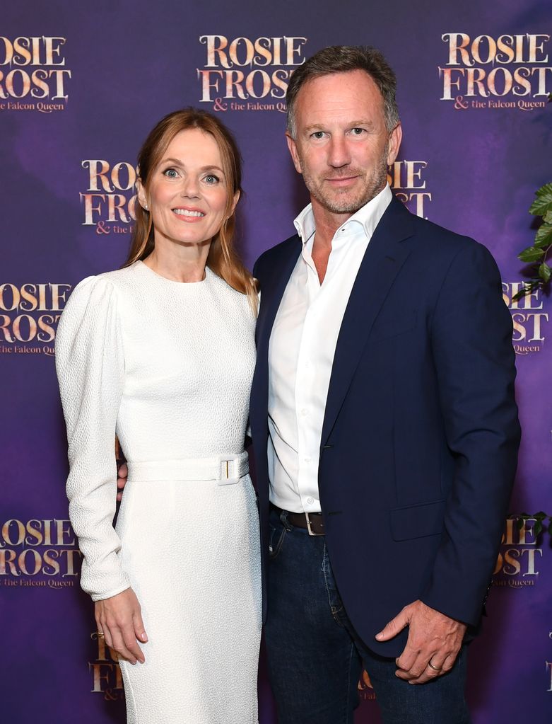 Geri Halliwell-Horner and Christian Horner attend the launch of Geri Halliwell-Horner's new book, "Rosie Frost & The Falcon Queen" at Tower of London on October 10, 2023 in London, England