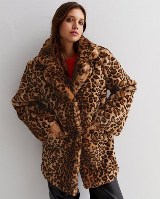 new look leopard print faux fur coat