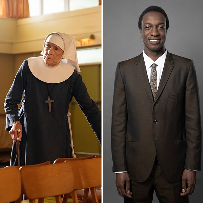 Split image of Sister Monica Joan and Cyril Robinson in Call The Midwife