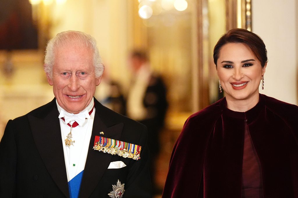 King Charles III with the Emir of Qatar's wife Sheikha Jawaher