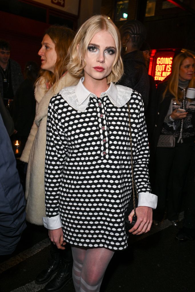 MANCHESTER, ENGLAND - DECEMBER 07: Lucy Boynton attends the CHANEL Metiers D'Art Show on December 07, 2023 in Manchester, England. (Photo by Stephane Cardinale - Corbis/Corbis via Getty Images)