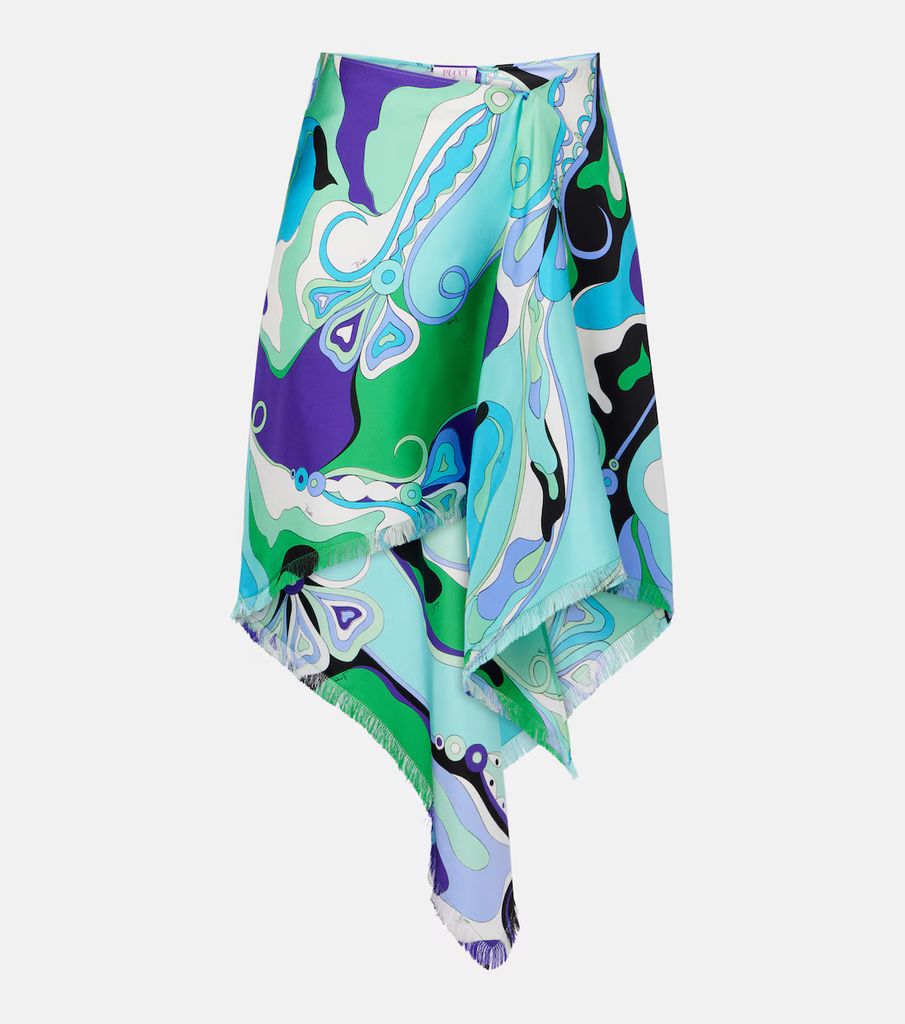 Orchidee Asymmetric Silk Mini Skirt by pucci