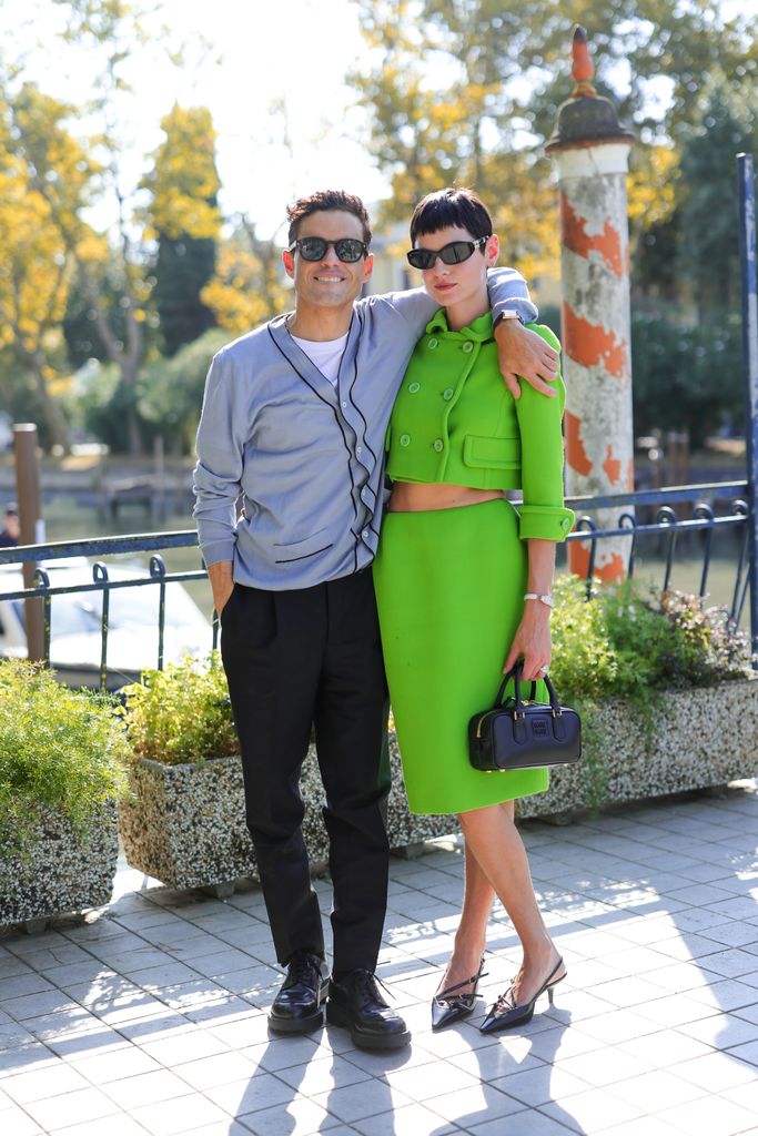 Emma Corrin and Rami Malek are seen at the 81st Venice International Film Festival on August 31, 2024 in Venice, Italy.