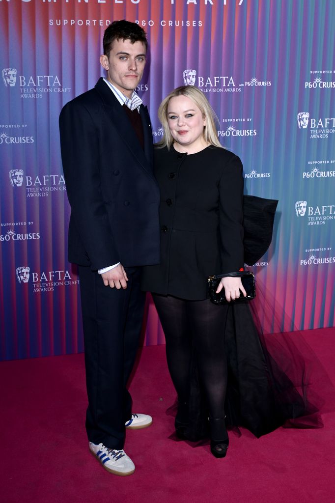 LONDON, ENGLAND - APRIL 24: Jake Dunn and Nicola Coughlan attend the BAFTA Television and Television Craft Nominees' Party supported by P&O Cruises at The V&A on April 24, 2025 in London, England. (Photo by Eamonn M. McCormack/Getty Images)