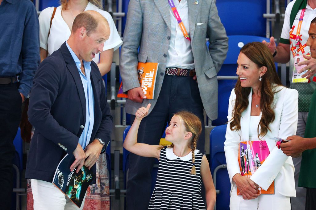 Prince William, Duke of Cambridge, Princess Charlotte and Catherine, Duchess of Cambridge at the Birmingham 2022 Commonwealth Games