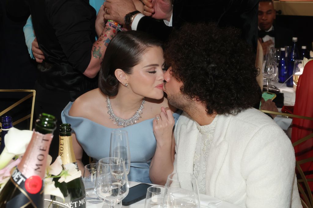 Selena Gomez, Benny Blanco during the 82nd Annual Golden Globes held at The Beverly Hilton on January 05, 2025 in Beverly Hills, California