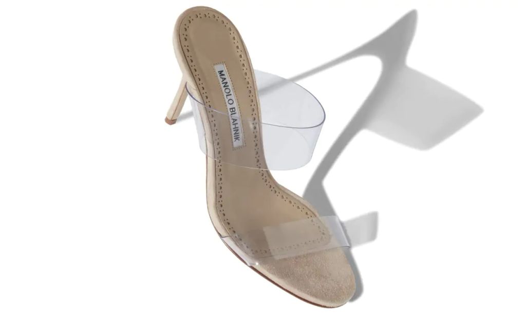 Manolo Blahnik Scolto Clear ECO  PVC Open Toe Mules