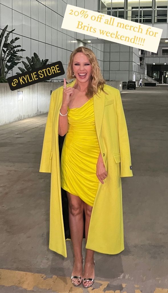 kylie minogue yellow mini dress 
