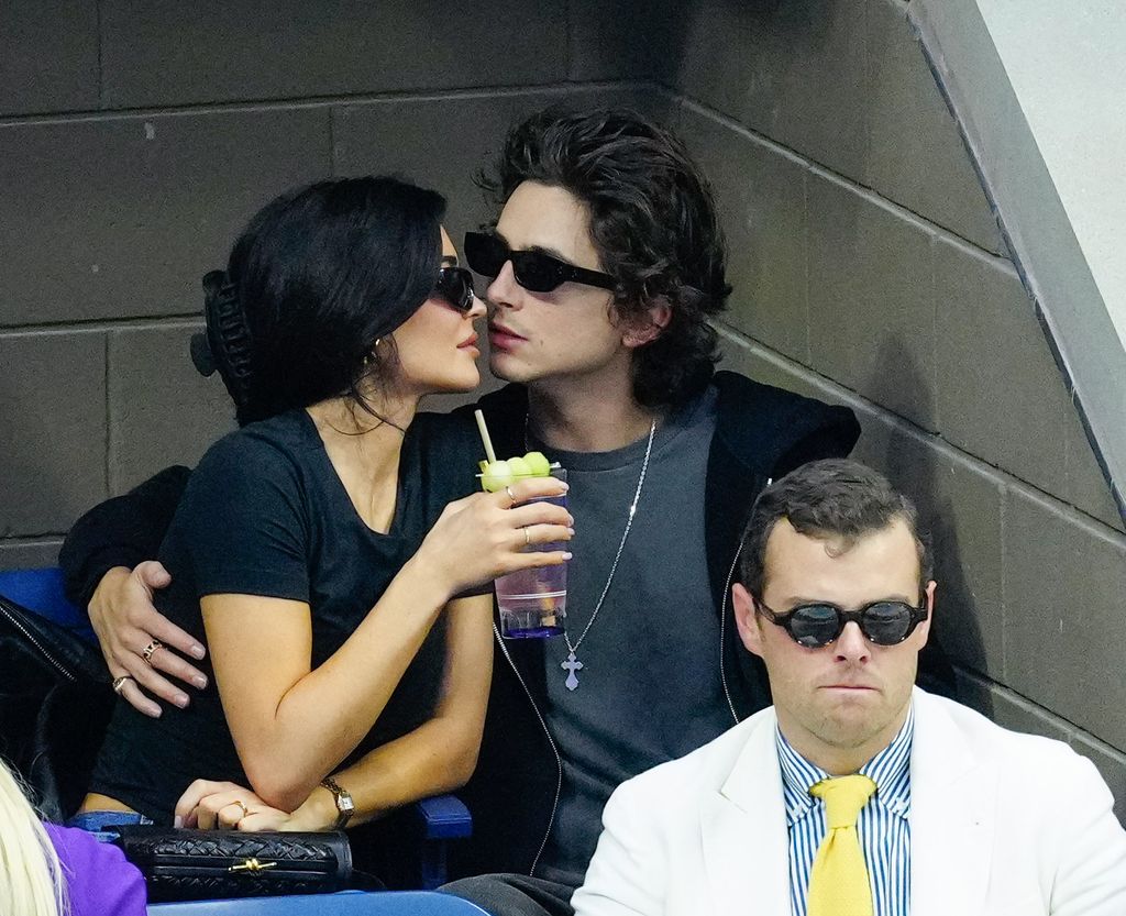 Kylie Jenner and Timothée Chalamet kissing at the US Open 
