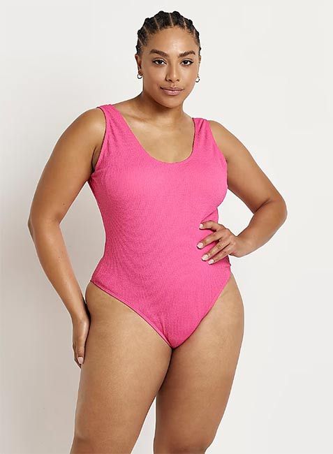 river island pink textured swimsuit