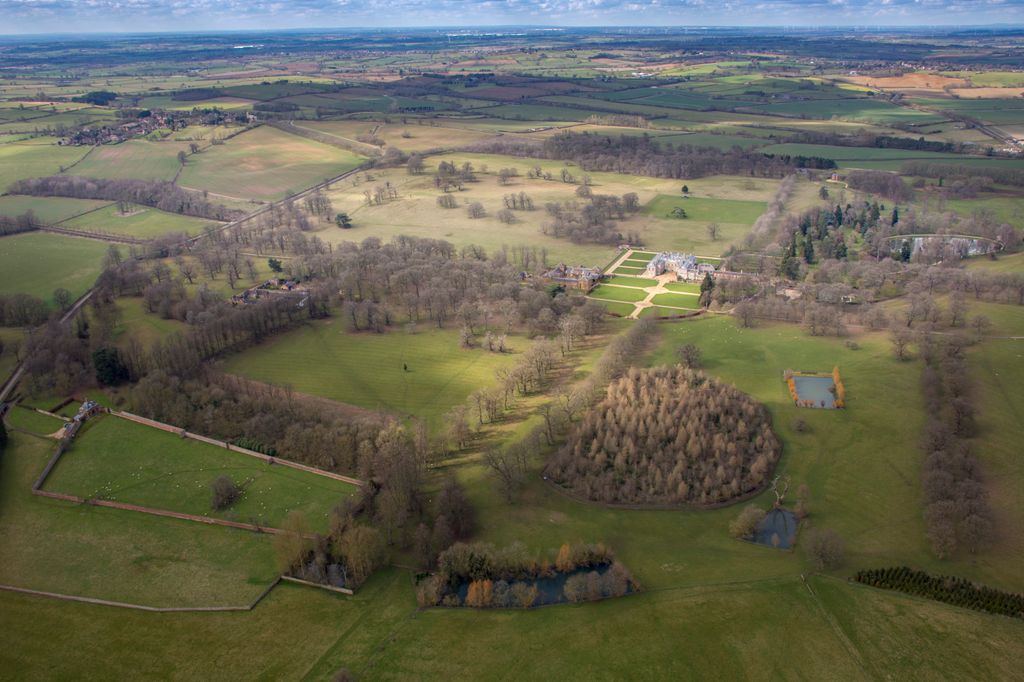 Aerial view of Althorp in Northamptonshire