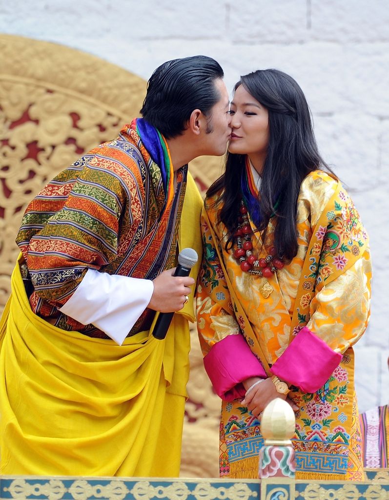 King Jigme Khesar Namgyel Wangchuck kisses Queen Jetsun Pema
