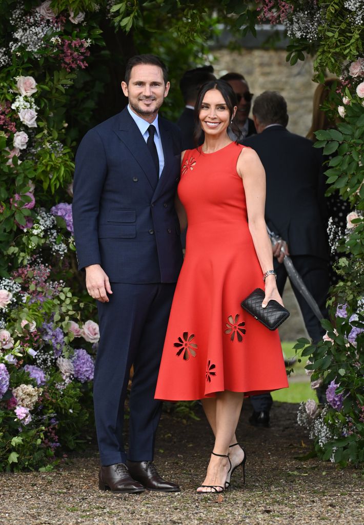 Frank Lampard and Christine Lampard seen arriving at the wedding of Ant McPartlin and Anne-Marie Corbett at St Michael's Church in Heckfield on August 07, 2021 in Hook, Hampshire