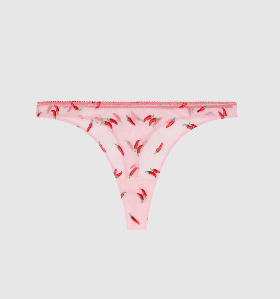 chilli print thong in pink